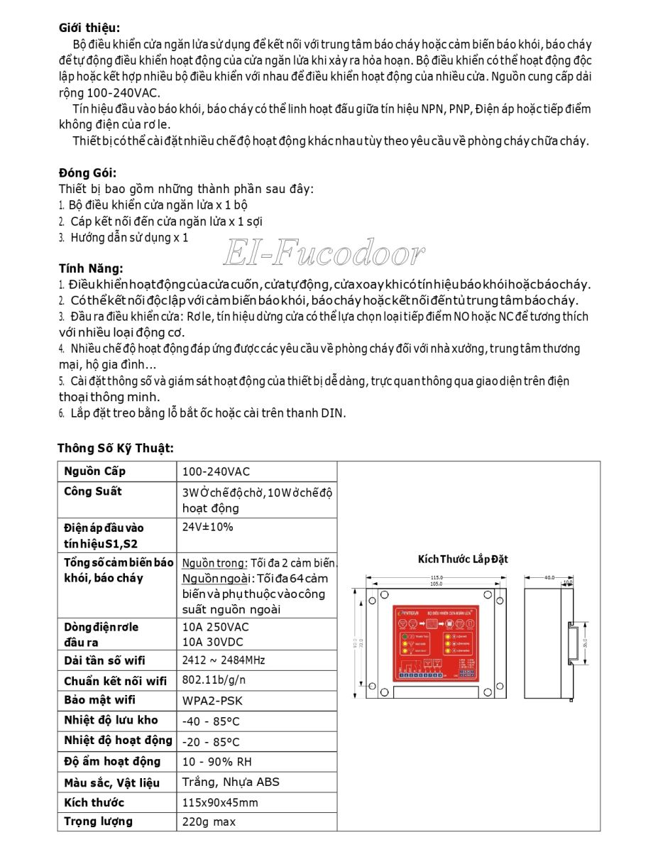 Thiết bị motor cửa cuốn ngăn cháy EI